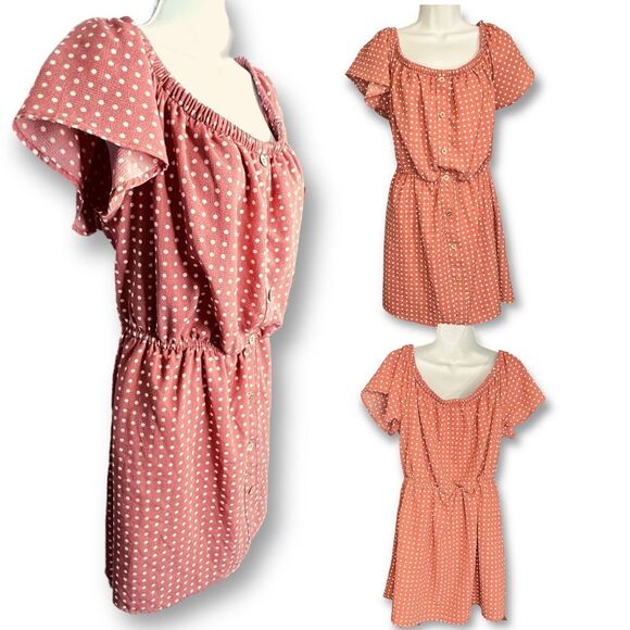 Justify dusty rose off shoulder dress XL Polka Dots Summer Pullover - Picture 2 of 12